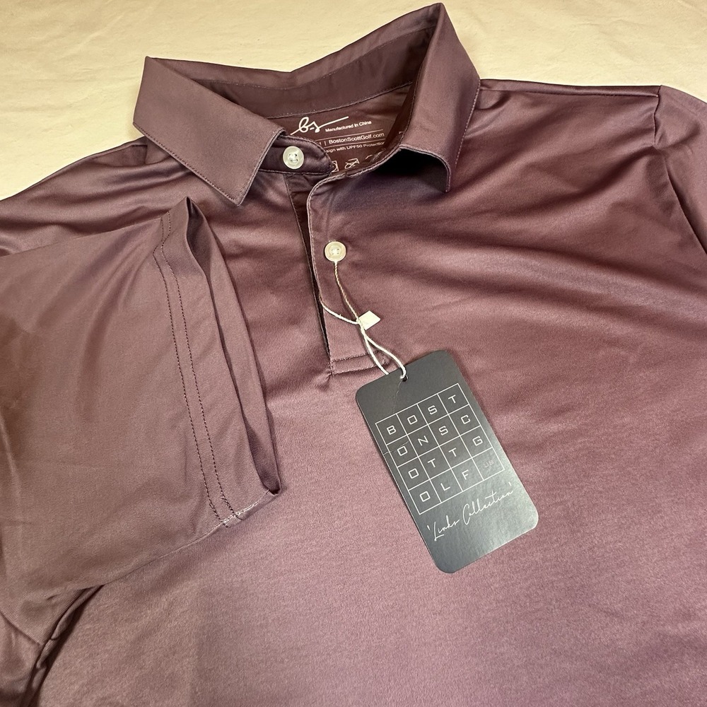 Boston Scott Golf Mens Button Modern Stretch Golf Polo Shirt UPF50 Size S NWT